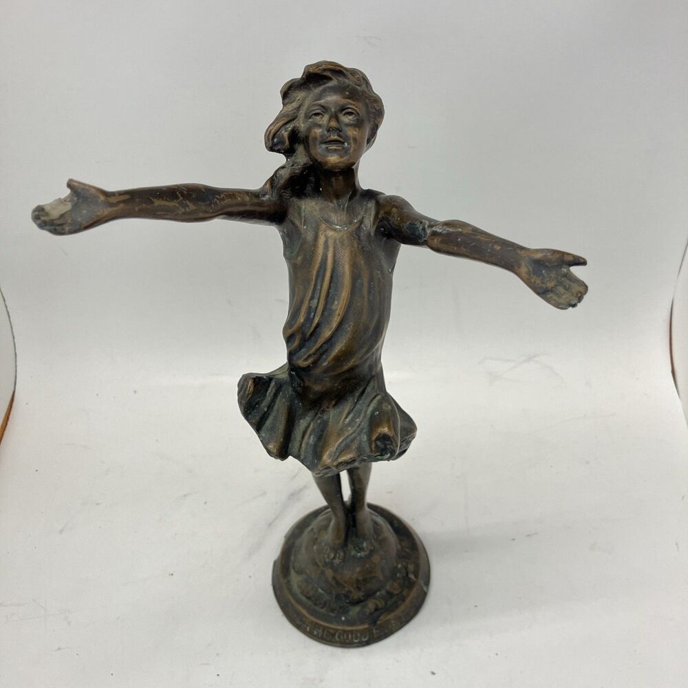 THE GOOD FAIRY STATUE ~1916 BRONZE CLAD Jessie McCutcheon Raleigh ART DECO 11”